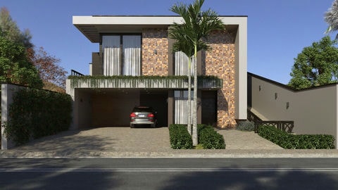 Architectural project on a slope.