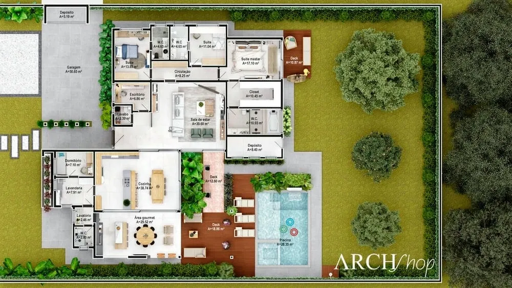 Área gourmet moderna e luxuosa, com acabamentos de alto padrão e mobiliário sofisticado.