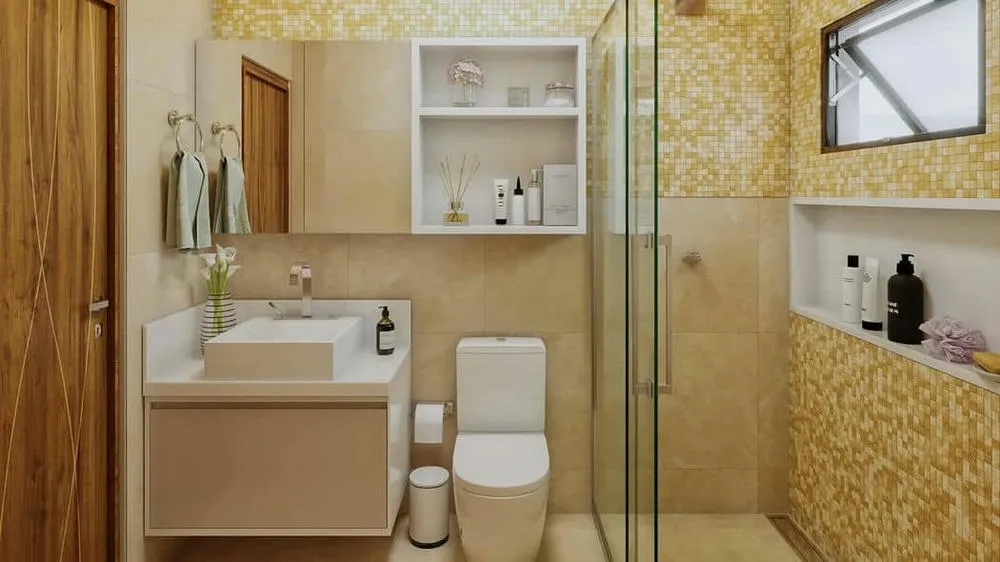 Baño con visual limpio y práctico, enfocado en el confort visual y funcionalidad, del Proyecto Nevada.