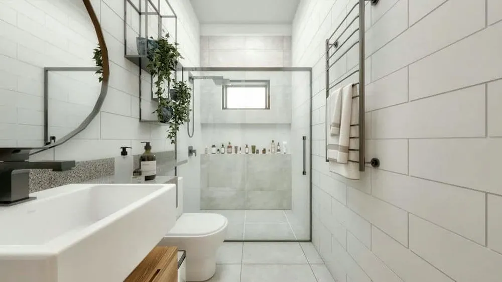 Detalles de un baño rústico y acogedor, con elementos naturales y acabados que remiten a casa de campo, del Proyecto Córdoba.
