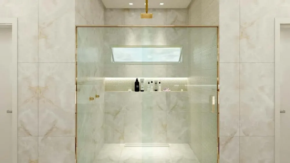 Detalles de un baño sofisticado con diseño personalizado y acabados de lujo, del Proyecto Beverly Hills.
