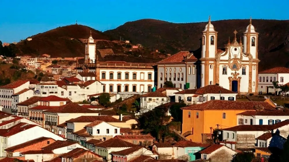 Casas de taipa em Ouro Preto, Minas Gerais, preservadas como patrimônio.