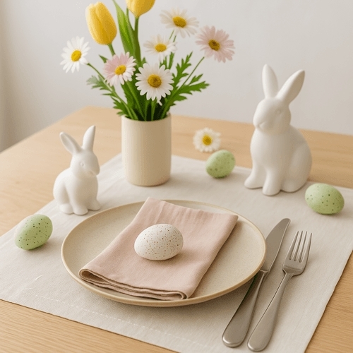 Illustration of Easter eggs and festive elements for the 2025 celebration.