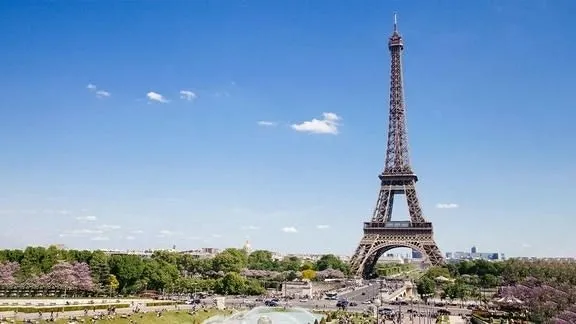 The Eiffel Tower in Paris, France, a worldwide symbol of architecture.