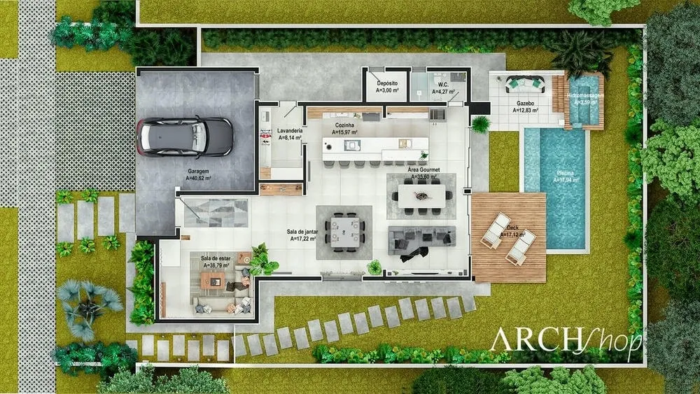Espaço gourmet compacto e elegante, otimizando o uso do espaço com soluções inteligentes.