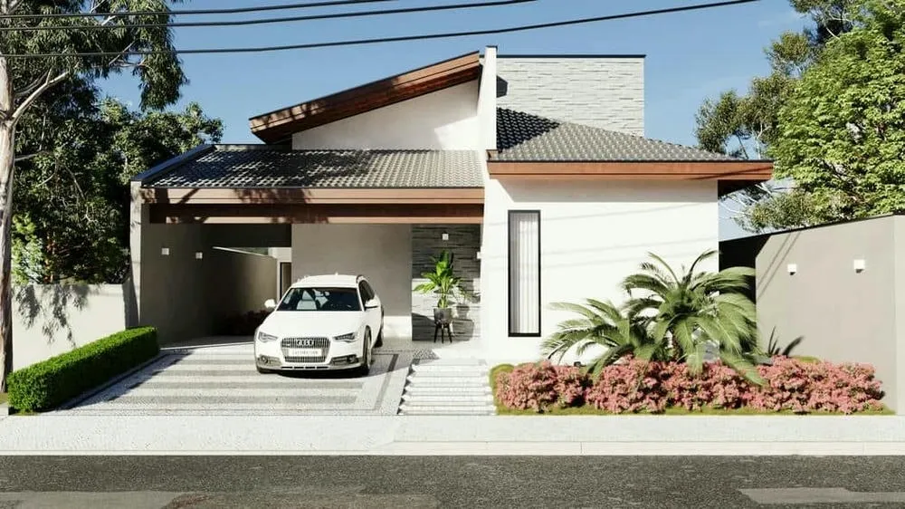 Imposing facade of the Serbia Project with an exposed roof, 3 bedrooms, and a covered gourmet area.