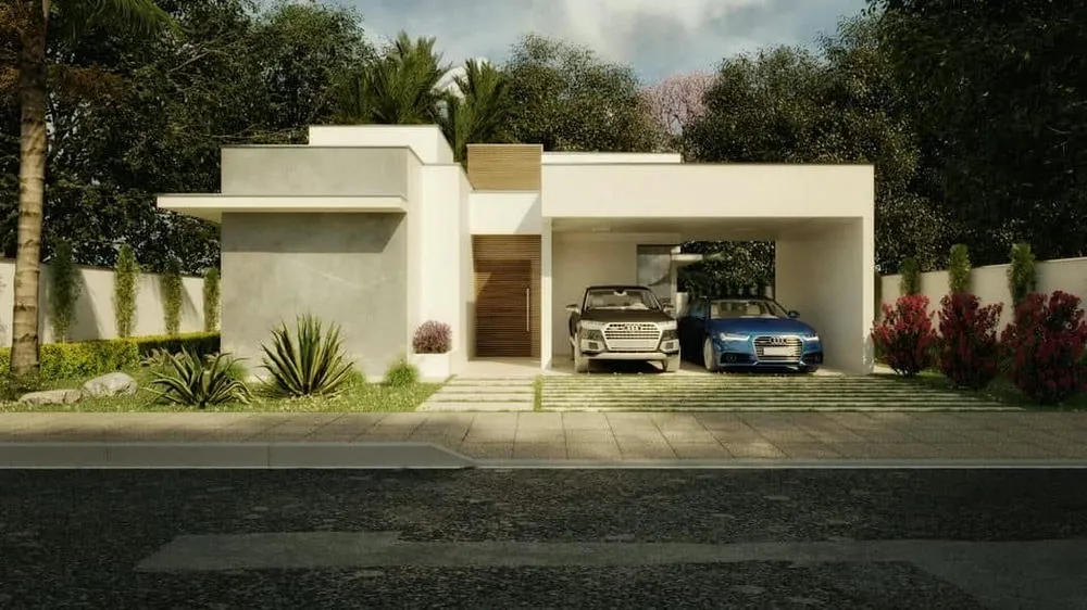 Fachada moderna de una casa con 3 dormitorios, ejemplificando los proyectos seleccionados.