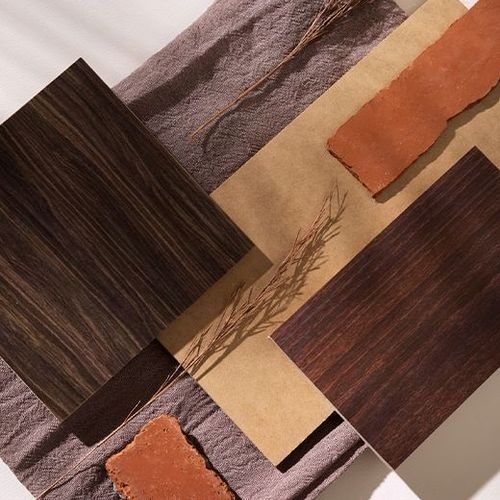 Difference between finish and cladding, with wood and fabric samples.