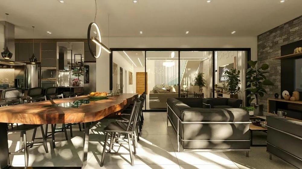 Functional gourmet kitchen with modern and elegant design, optimizing meal preparation.