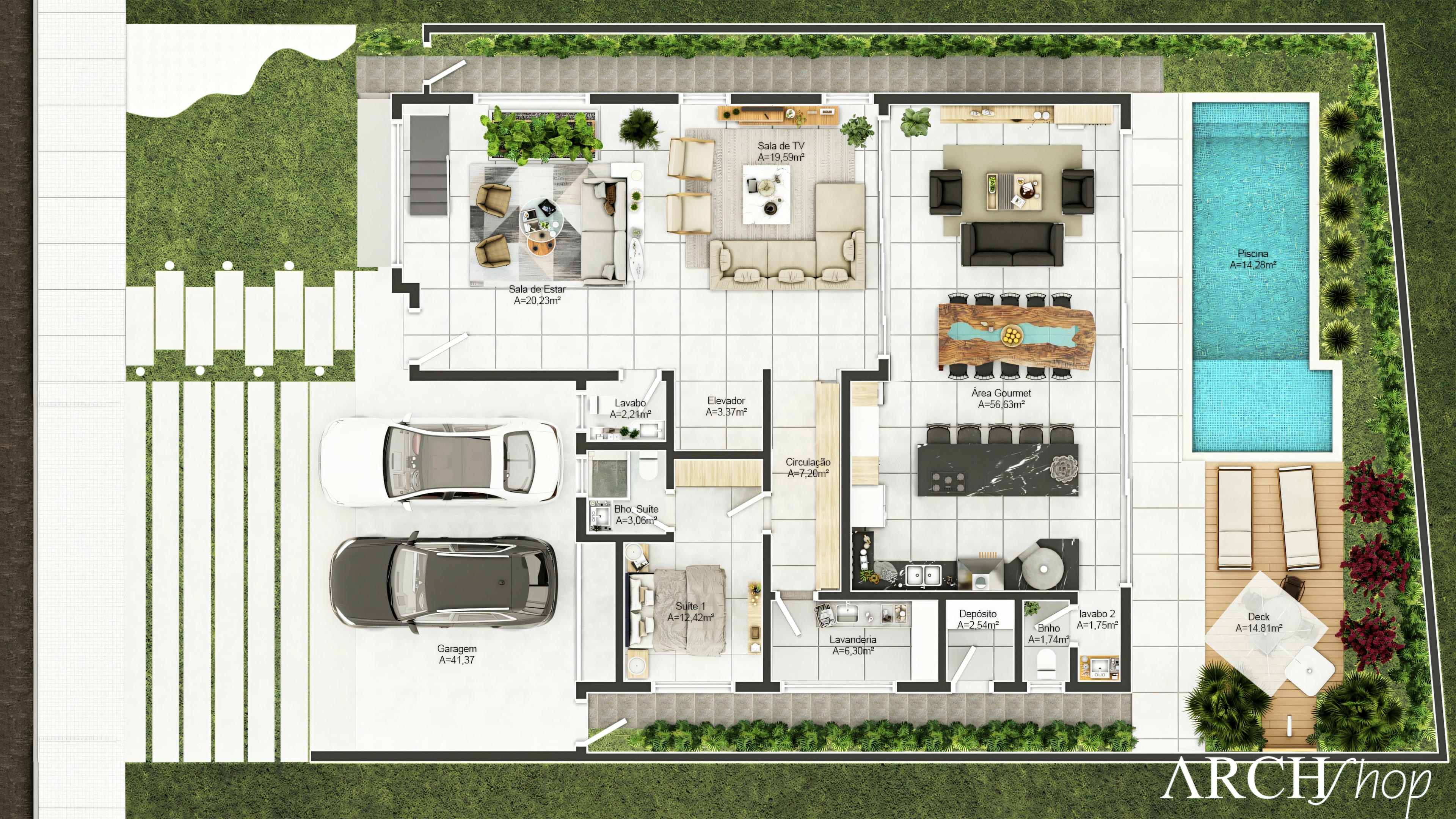 High-standard house 16x30.