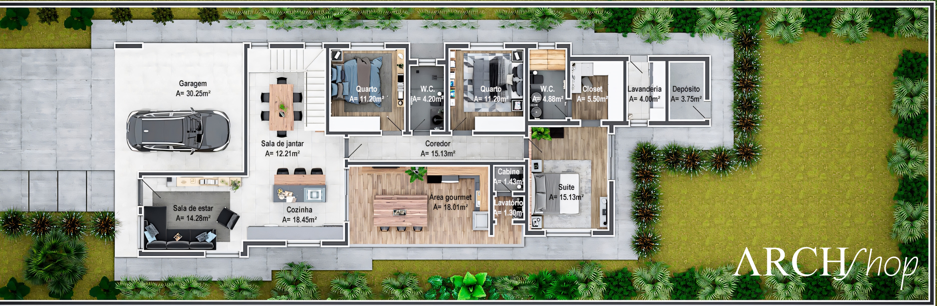 House plan 13x40.