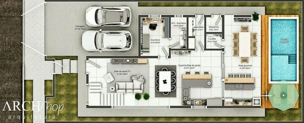 Image of a house plan with 3 bedrooms and master suite, Ireland Project.