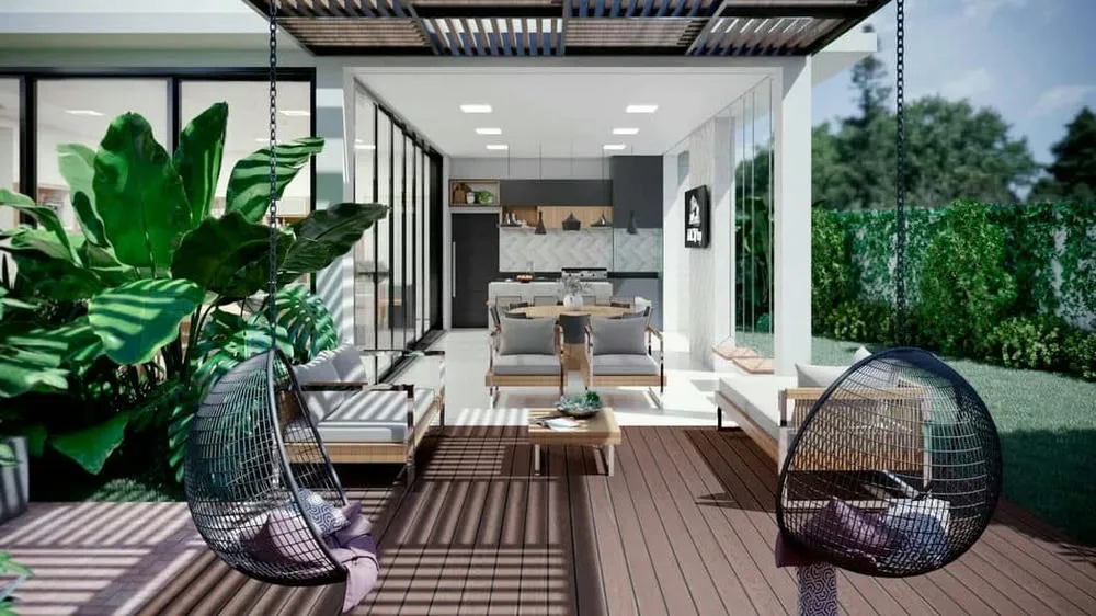 Illuminated and airy gourmet kitchen, with design that values natural light entry and ventilation.