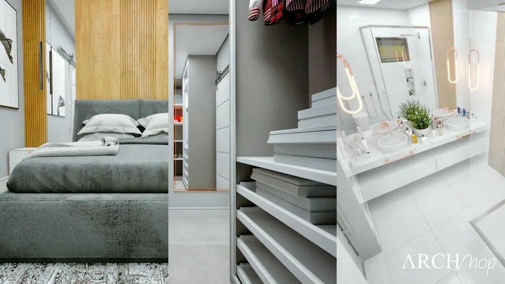 Closet integrated into the master suite, with organized space and design that prioritizes luxury and functionality.