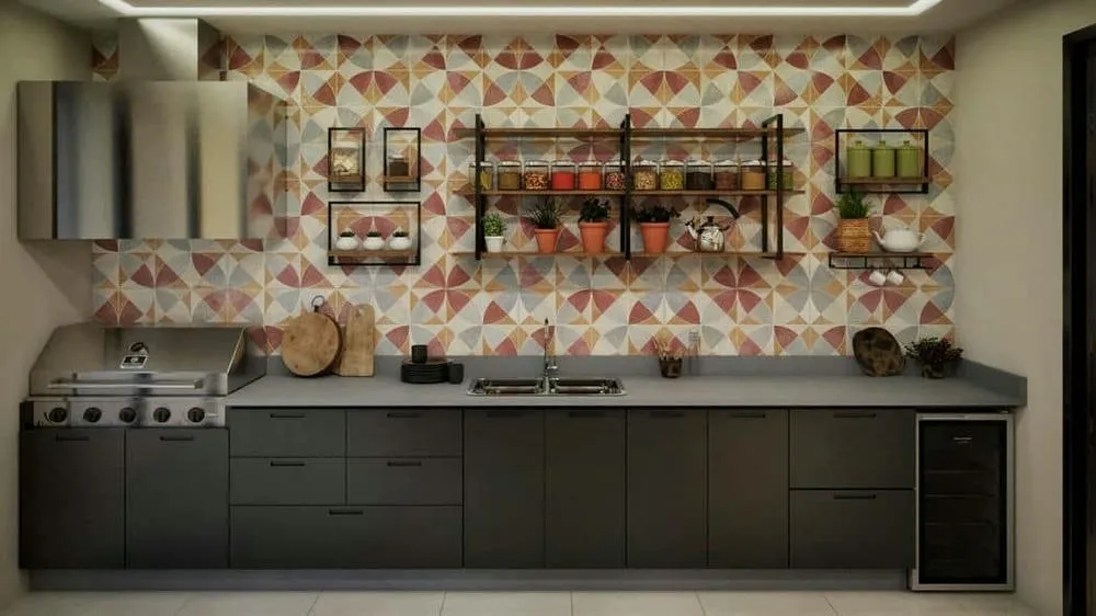 Integrated gourmet kitchen with minimalist and clean design, ideal for daily practicality.