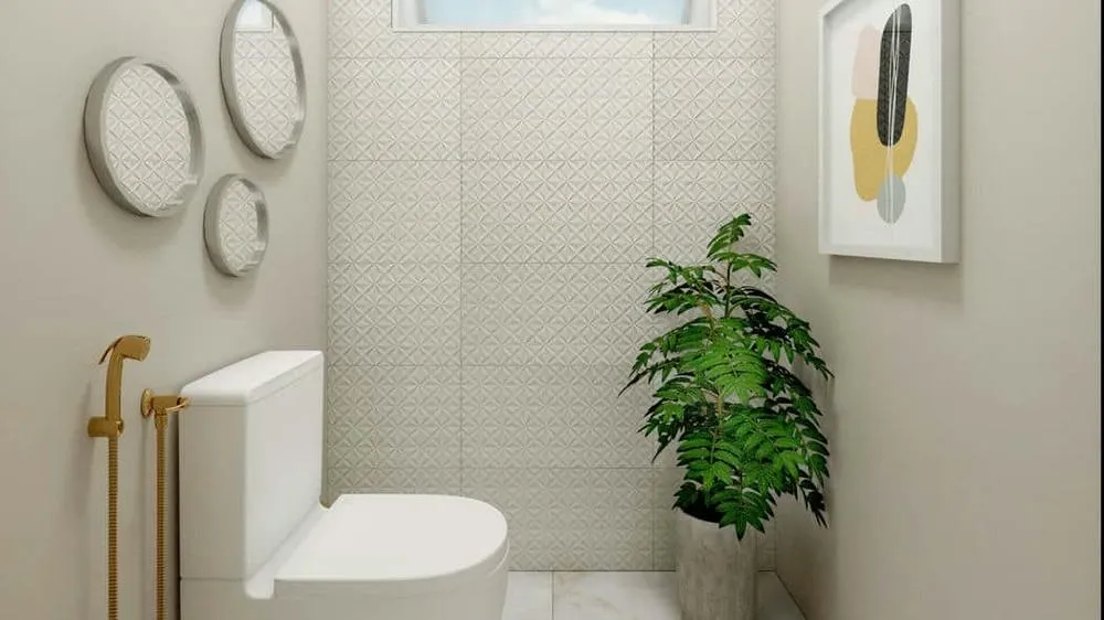 Luxurious bathroom with light and elegant tones, highlighting lighting and design, from the Beverly Hills Project.
