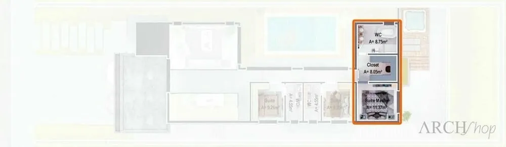Master suite with dressing table and bathtub, combining beauty and functionality for a self-care space.