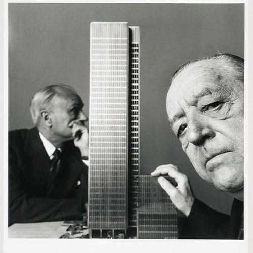 Retrato de Ludwig Mies van der Rohe, arquitecto.