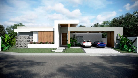 One-story house plan with 4 suites and gourmet area.