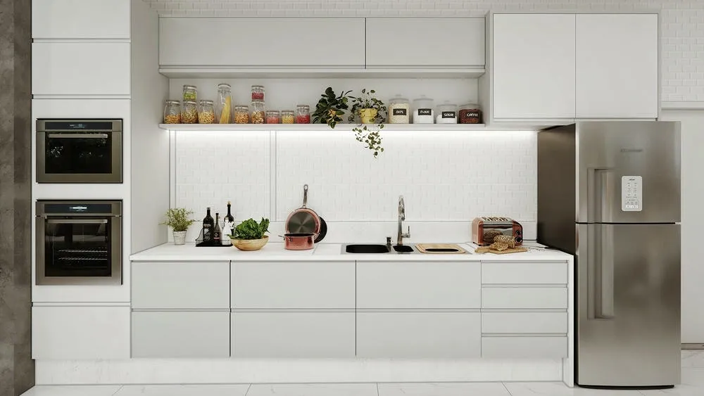 Planned kitchen with drawers for cutlery and utensils, facilitating organization in the Florence Project.