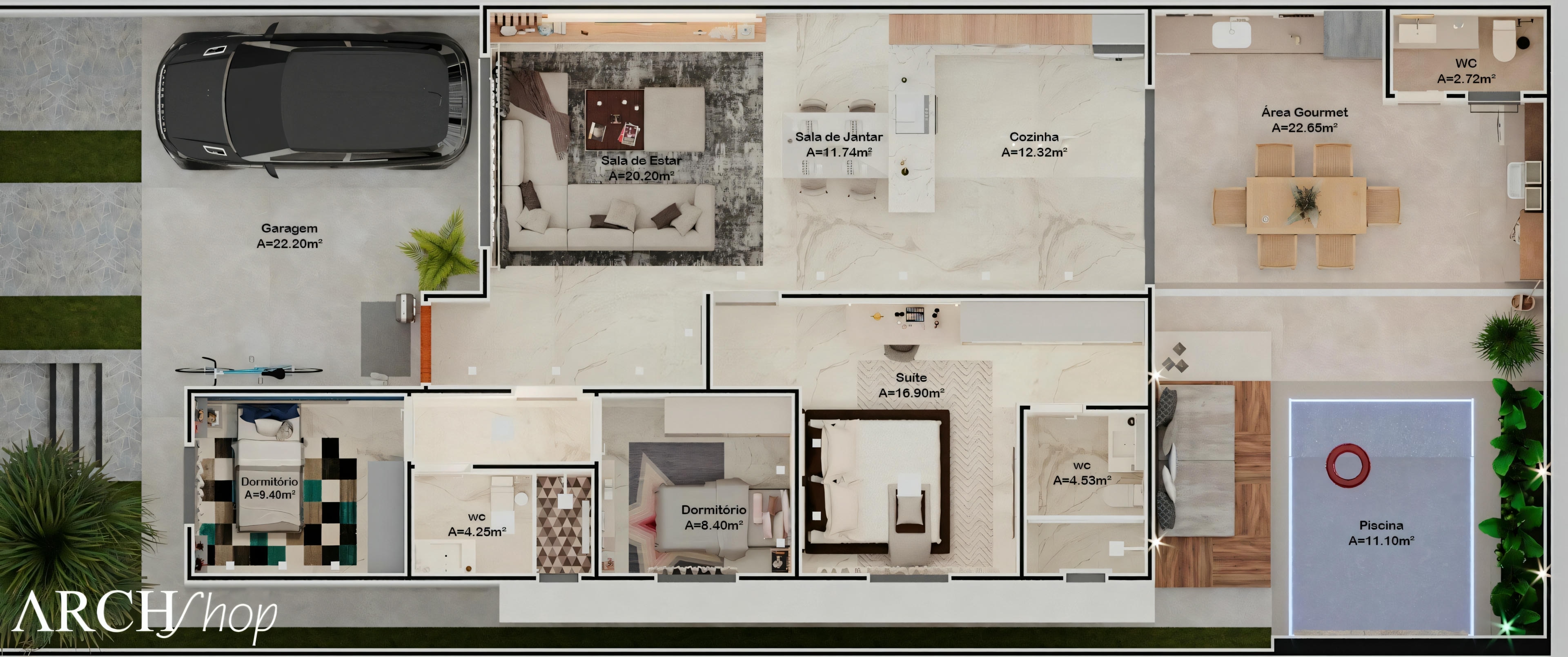 Plano de casa 10x25.