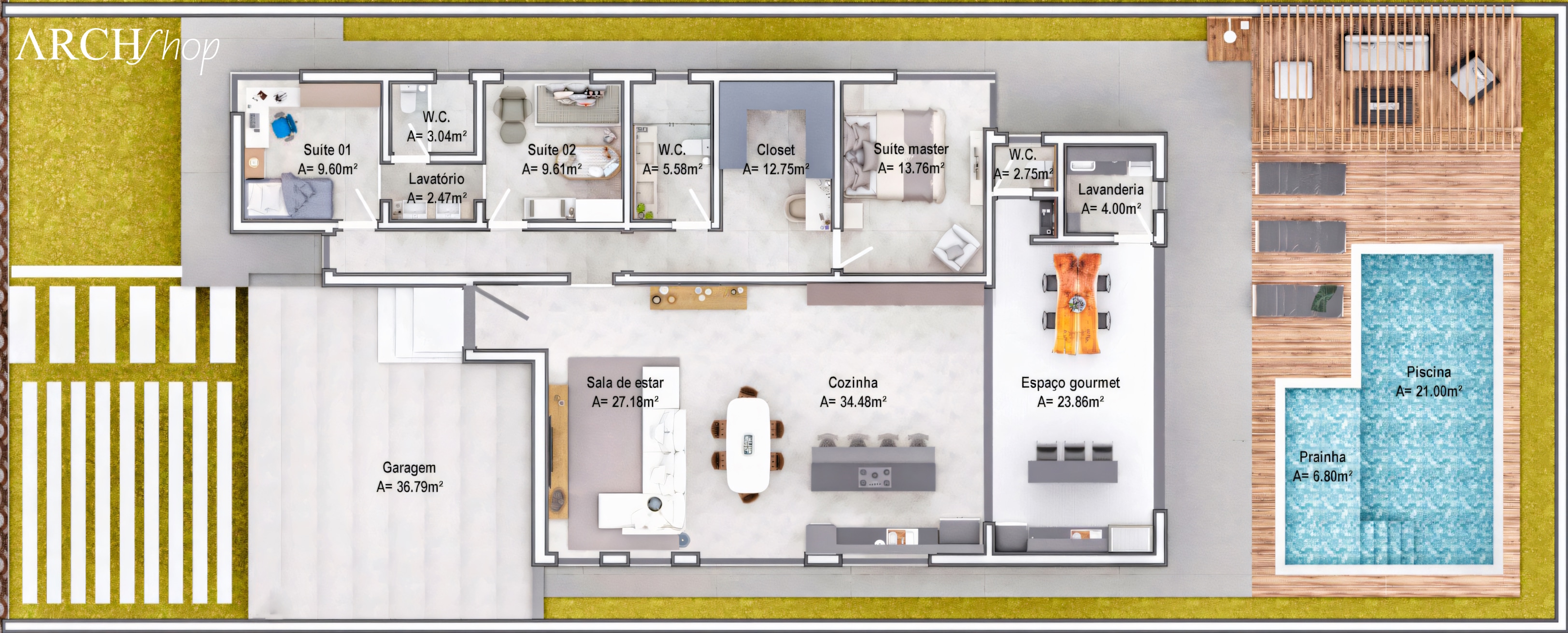 Plano de casa 14x35.