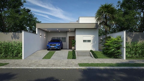 Plano de casa con concepto abierto.