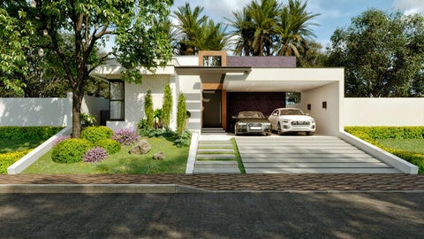 Plano de casa con concepto abierto.