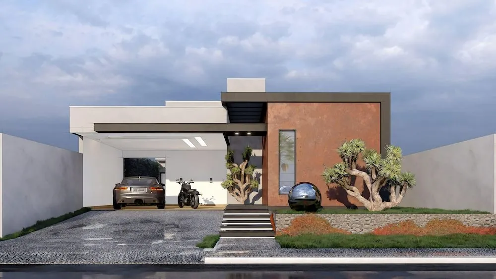 Planta baixa do Projeto Rússia, mostrando o layout integrado de sala, cozinha e jantar.