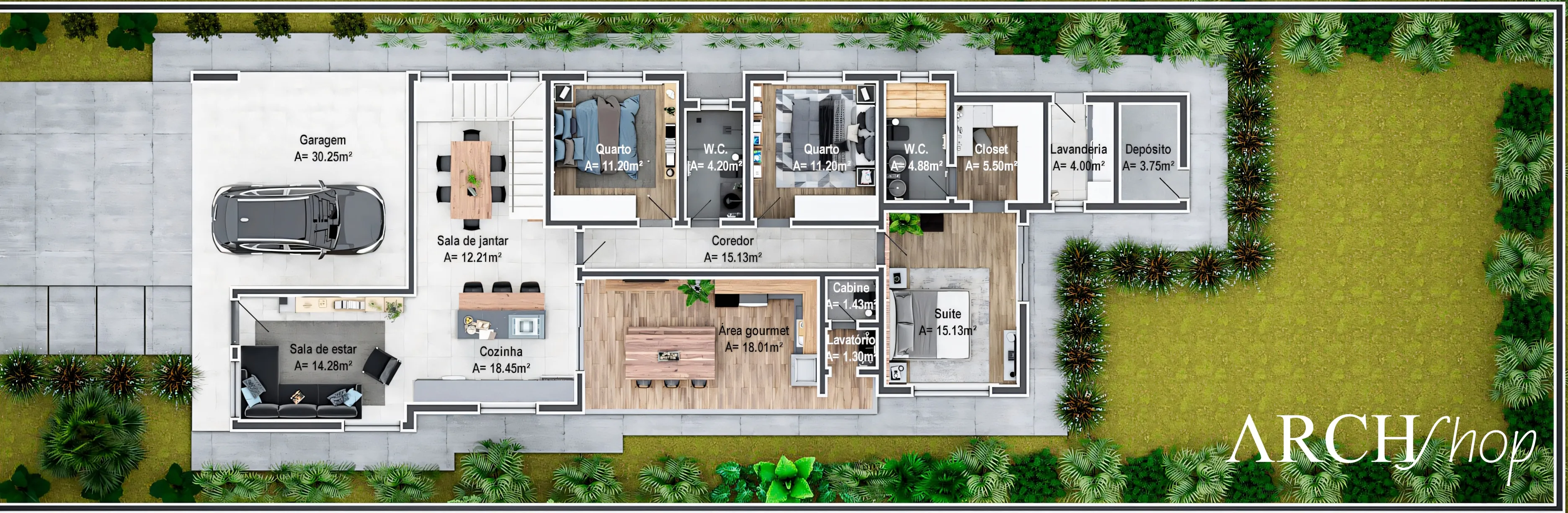 Planta de casa 13x40.