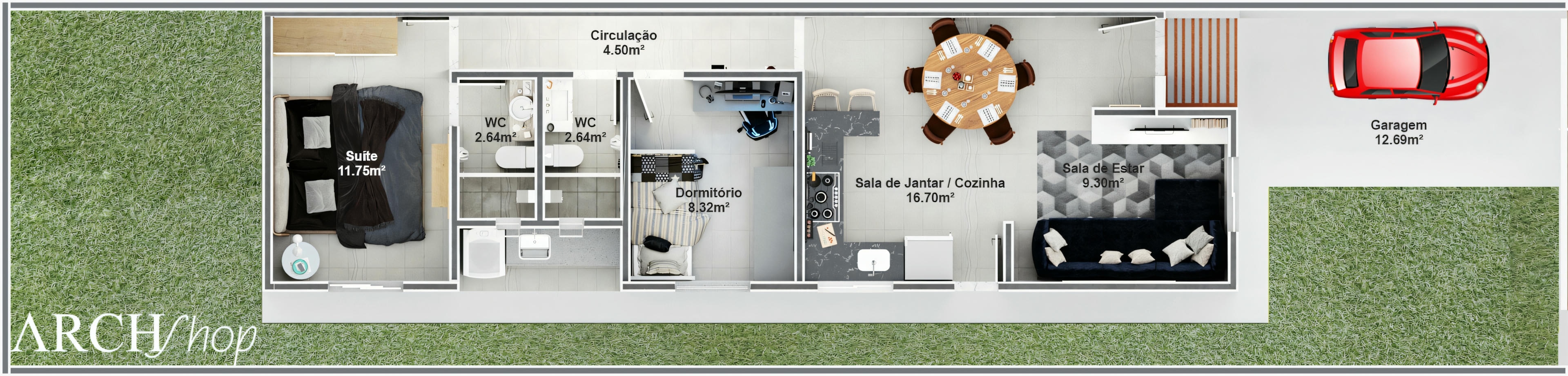Planta de casa 6x25.