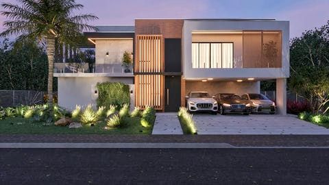 Planta de casa com 4 quartos de alto padrão.