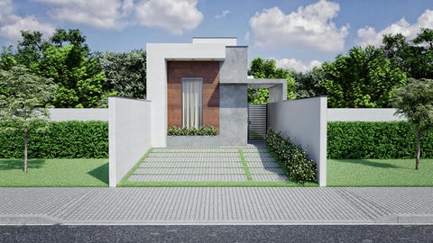 planta de casa meio lote 2 quartos.