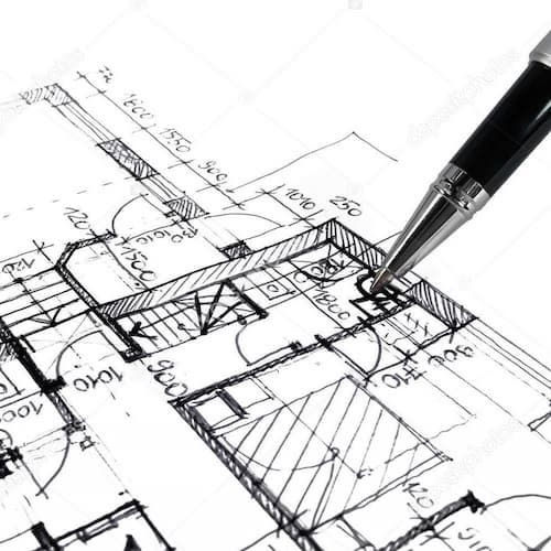 Imagem da fachada de uma casa moderna com piscina, representando projetos de casas prontas para construir.