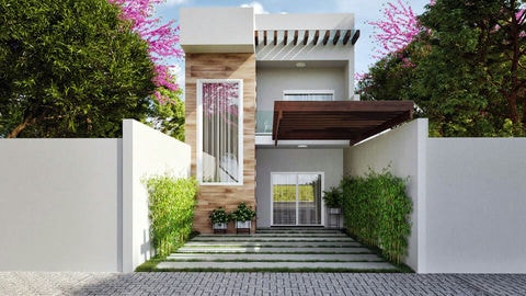 Proyecto de casa de dos pisos con 2 suites y jardín de invierno.