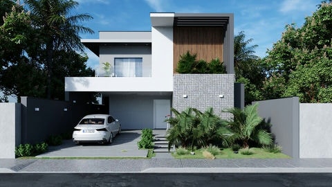 Proyecto casa dos pisos doble altura.
