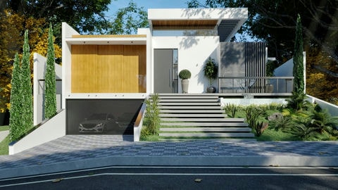 Proyecto de casa de lujo con 4 suites y piscina.