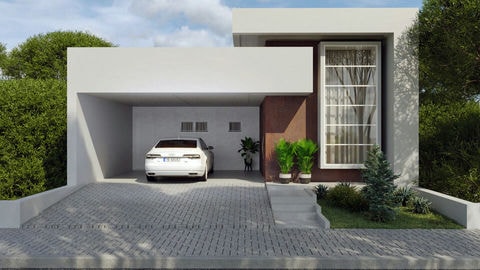 Proyecto de casa de terreno con 3 suites y área gourmet.