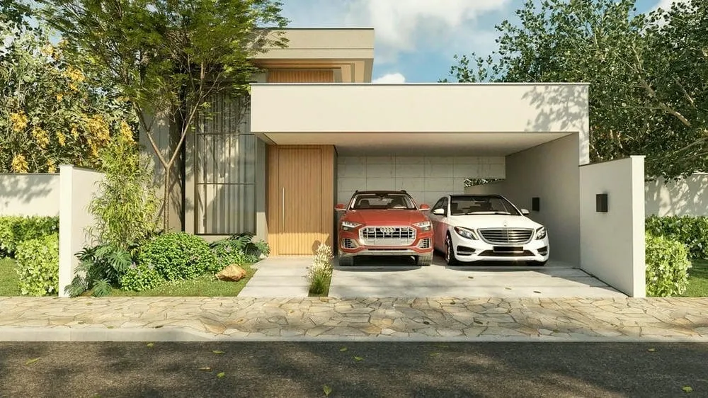 Fachada contemporánea del Proyecto Panamá, con espacio gourmet y estilo moderno.