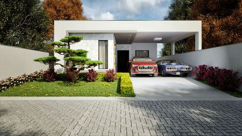 Proyecto de planta baja con 3 habitaciones y área gourmet.
