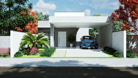Ready house plan with open concept and pool.