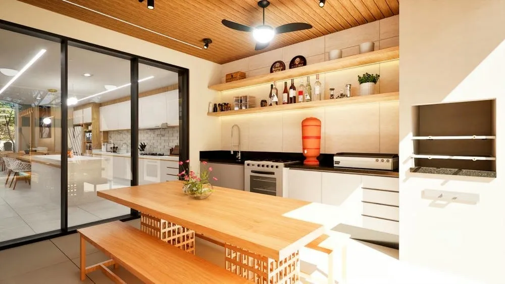 Single-story house with integrated environment and functional gourmet area, ideal for those seeking practicality.