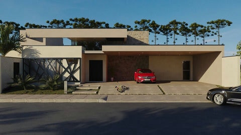 Single-story house project with 4 bedrooms.