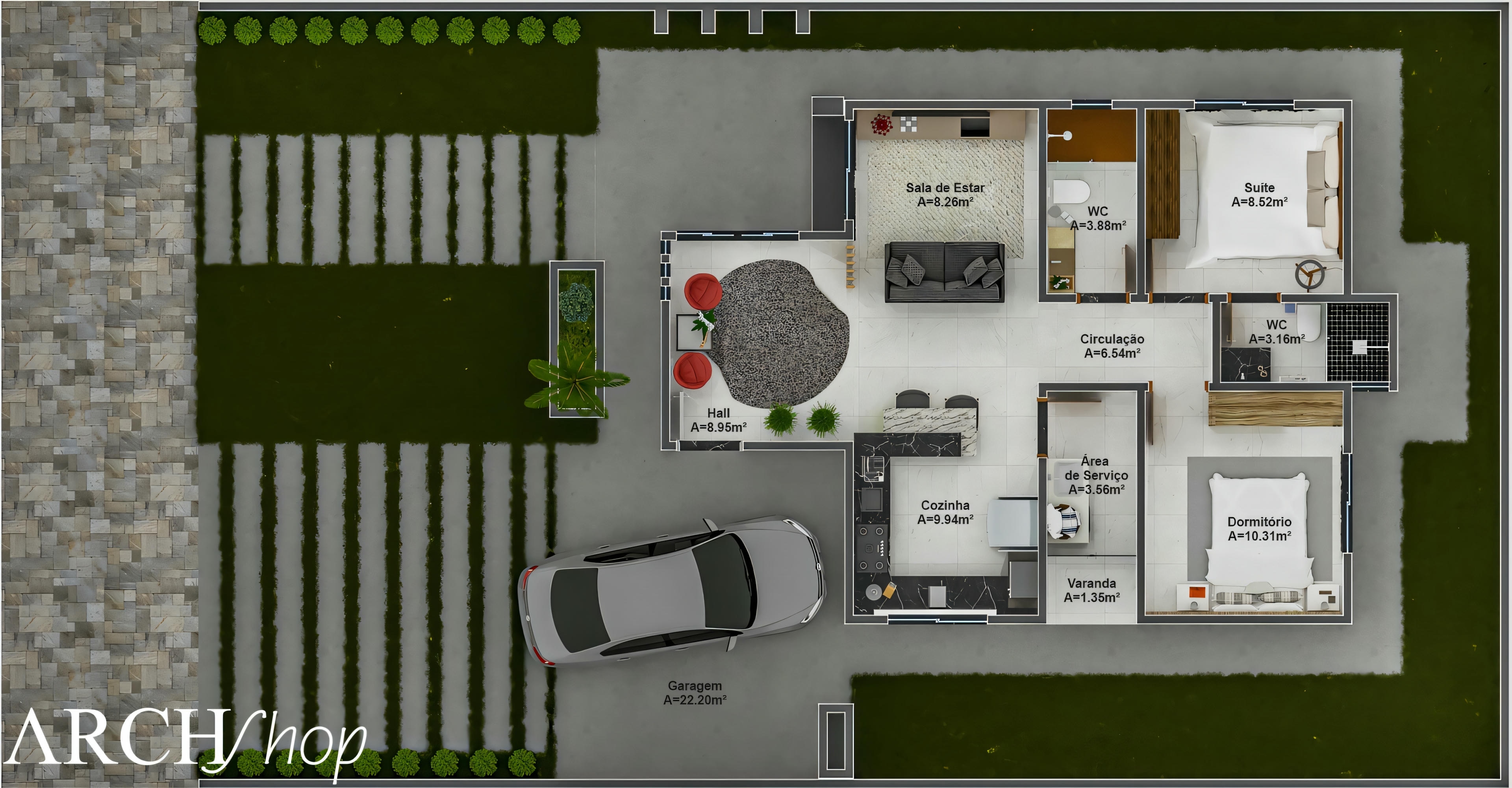 Small house plan 12x20.
