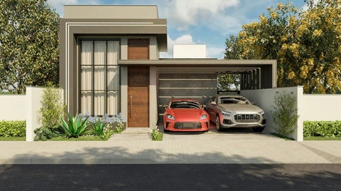 Small house plan with pool.