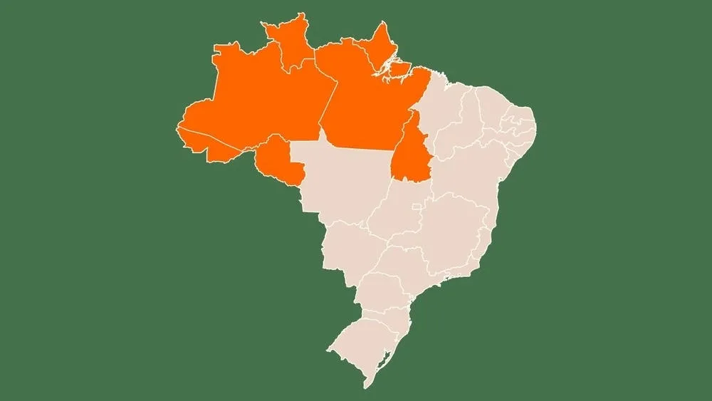 Mapa do Brasil destacando os tipos de arquitetura vernacular por região.