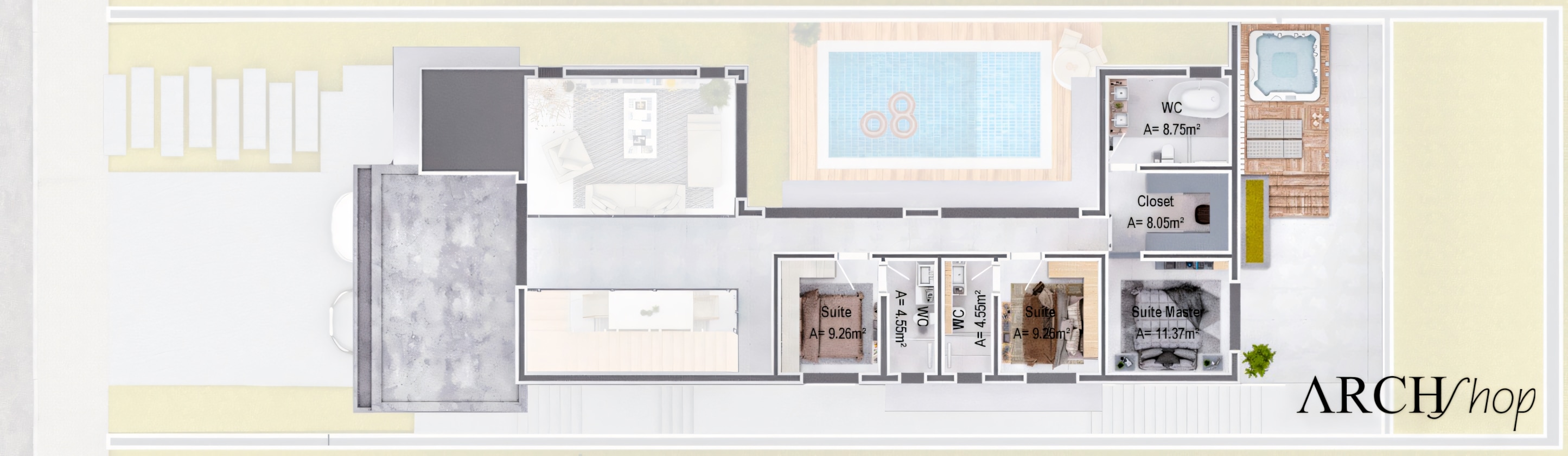 Two-story house on slope 12x37.